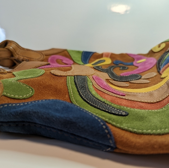 Lucky Brand Leather patchwork multi-colour purse shoulder bag Bohemian - Picture 12 of 16